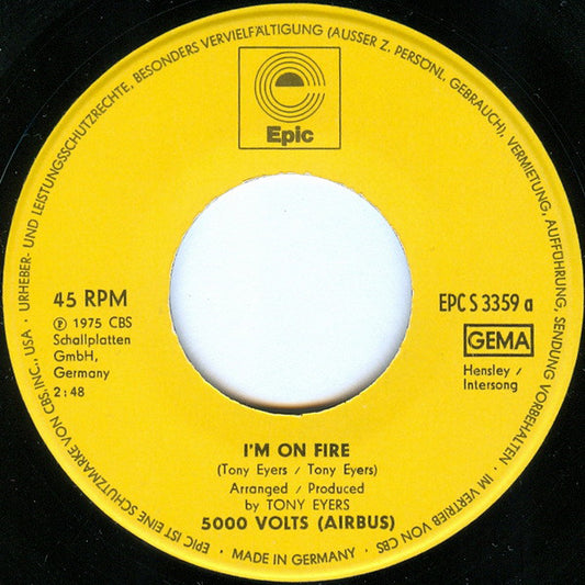 5000 Volts - I'm On Fire Vinyl Singles Vinyl Zeer Goed / Hoesje Goed "VINYLSINGLES.NL"