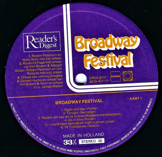 Various - Broadway Festival (LP) Vinyl LP Vinyl Zeer Goed / Hoesje Goed "VINYLSINGLES.NL"