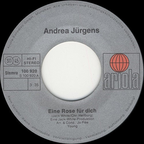 Andrea Jurgens - Eine Rose Für Dich Vinyl Singles Vinyl Zeer Goed / Hoesje Goed "VINYLSINGLES.NL"