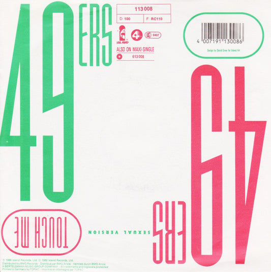 49ers - Touch Me (Sexual Version) Vinyl Singles Vinyl Zeer Goed / Hoesje Goed "VINYLSINGLES.NL"