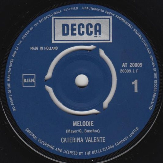 Caterina Valente - Melodie 21834 Vinyl Singles Hoes: Generic Company