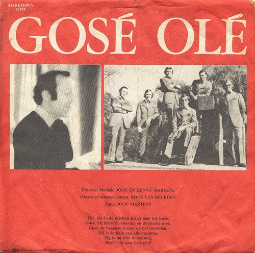 Joop Martens - Gosé Olé Vinyl Singles Vinyl Very Good (VG) <br> Hoes Good Plus (G+)