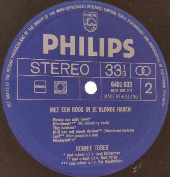 Ronnie Tober - Met Een Roos In Je Blonde Haren (LP) 46087 Vinyl LP VINYLSINGLES.NL