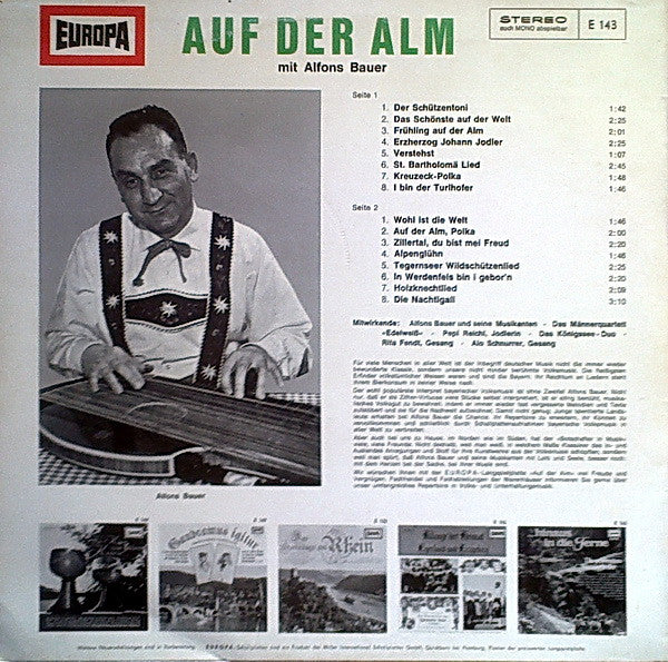 Alfons Bauer - Auf Der Alm Mit Alfons Bauer (LP) 49375 Vinyl LP Goede Staat