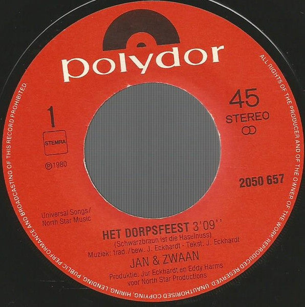 Jan & Zwaan - Het Dorpsfeest 13773 28246 28962 Vinyl Singles VINYLSINGLES.NL