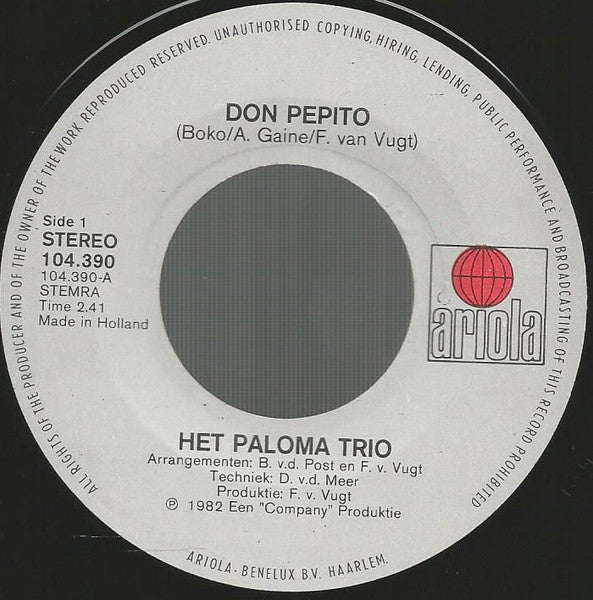 Paloma Trio - Don Pepito 14408 Vinyl Singles VINYLSINGLES.NL