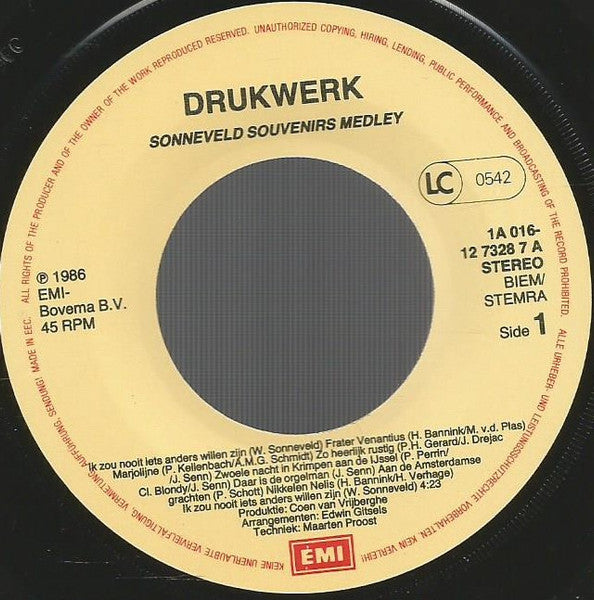 Drukwerk - Sonneveld Souvenirs Medley 31074 32485 Vinyl Singles VINYLSINGLES.NL