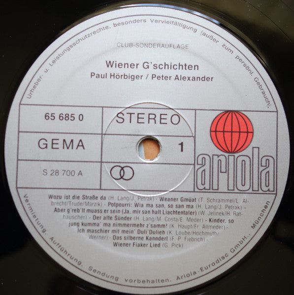 Paul Hörbiger / Peter Alexander - Wiener G'schichten (LP) 44380 Vinyl LP VINYLSINGLES.NL