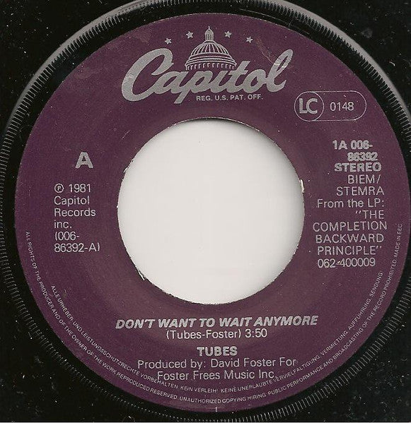 Tubes - Don't Want To Wait Anymore 30281 30344 Vinyl Singles VINYLSINGLES.NL