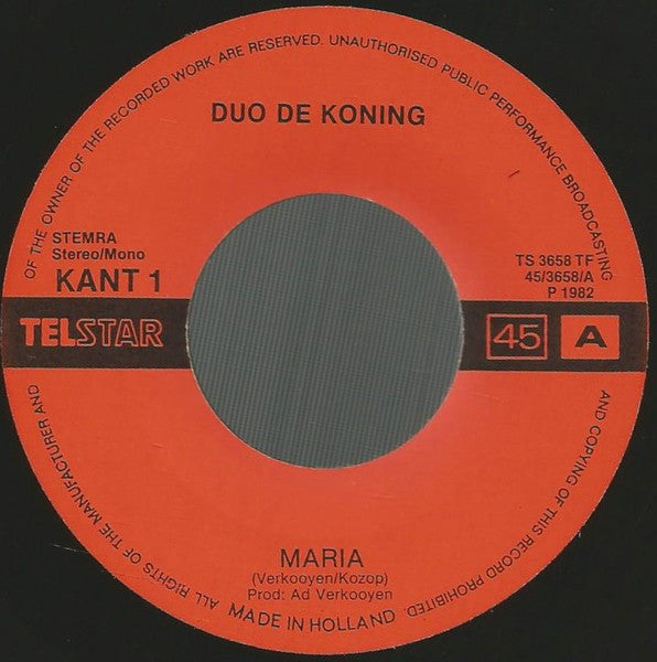 Duo De Koning - Maria Vinyl Singles VINYLSINGLES.NL
