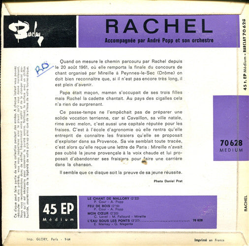 Rachel - Le Chant De Mallory