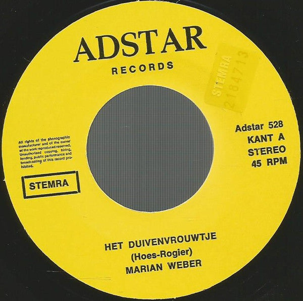 Marian Weber - Het Duivenvrouwtje  (Marianne Weber) Vinyl Singles VINYLSINGLES.NL