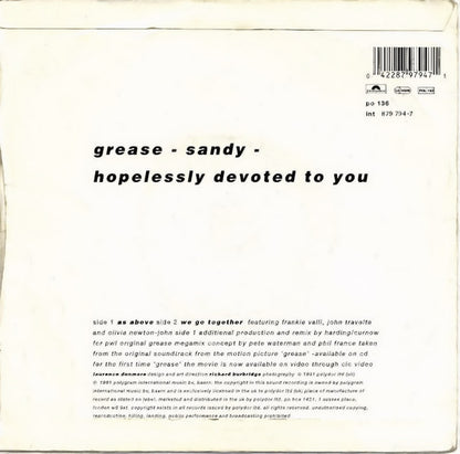 Frankie Valli, John Travolta And Olivia Newton-John - Grease - The Dream Mix 31384 Vinyl Singles VINYLSINGLES.NL