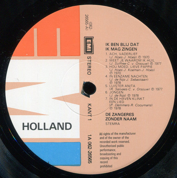 Zangeres Zonder Naam - Ik Ben Blij Dat Ik Mag Zingen (LP) 43846 Vinyl LP VINYLSINGLES.NL