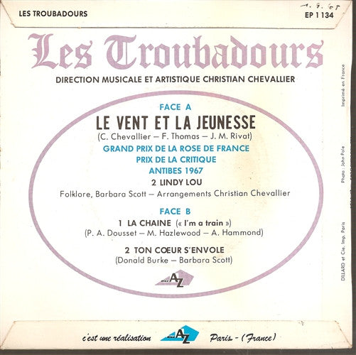 Les Troubadours - Le Vent Et La Jeunesse (EP) 32215 Vinyl Singles EP Goede Staat