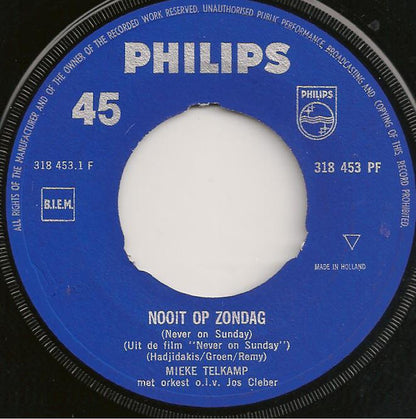 Mieke Telkamp - Nooit op zondag 02089 09474 09475 Vinyl Singles Goede Staat