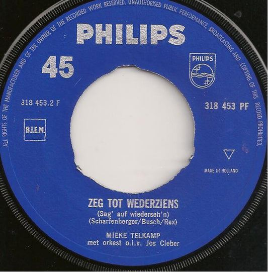 Mieke Telkamp - Nooit op zondag 09475 Vinyl Singles Vinyl Zeer Goed / Hoesje Generic "VINYLSINGLES.NL"