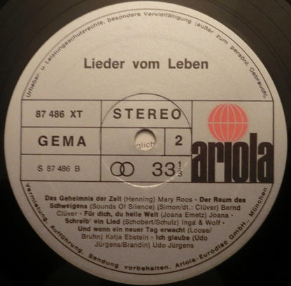 Various - Lieder Vom Leben (LP) Vinyl LP Vinyl Very Good (VG) <br> Hoes Good Plus (G+)