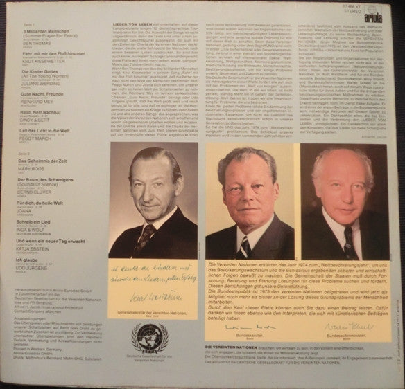 Various - Lieder Vom Leben (LP) Vinyl LP Vinyl Very Good (VG) <br> Hoes Good Plus (G+)