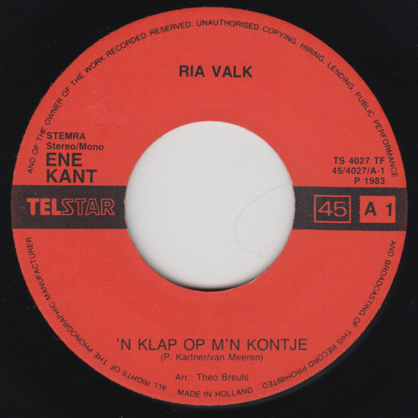 Ria Valk - 'n Klap Op M'n Kontje 05139 Vinyl Singles VINYLSINGLES.NL