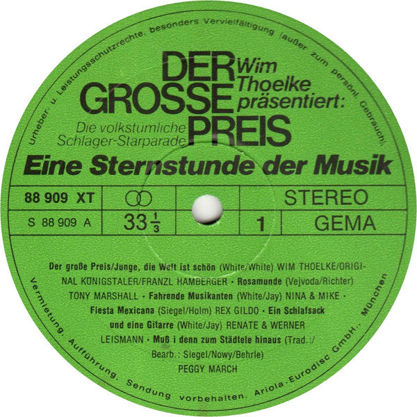 Various - Der Grosse Preis - Die Volkstümliche Schlager-Starparade (LP) 44378 Vinyl LP VINYLSINGLES.NL
