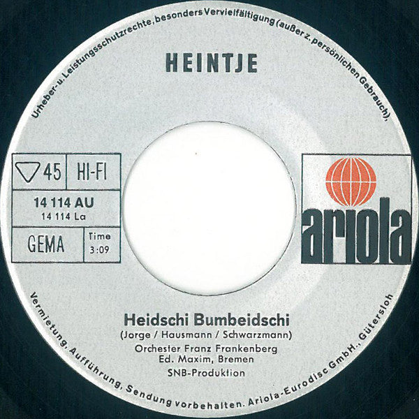 Heintje - Heidschi Bumbeidschi 33285 33714 32774 30058 14479 28894 10230 08943 08944 08945 08946 05830 06657 17537 26589 Vinyl Singles VINYLSINGLES.NL