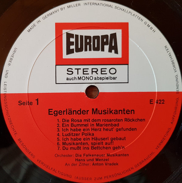 Falkenauer Musikanten Solisten: Hans Und Wenzel An Der Zither: Anton Vradek - Egerländer Musikanten (LP) 49198 Vinyl LP Goede Staat