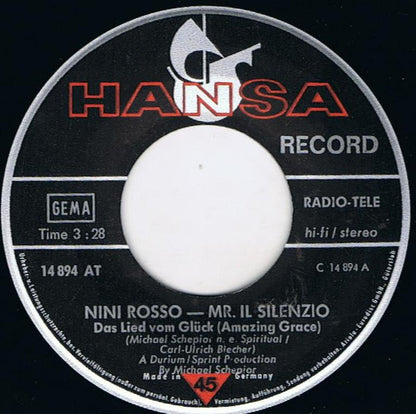 Nino Rosso - Mr. IL Silenzio - Das Lied Vom Glück 30687 Vinyl Singles Goede Staat