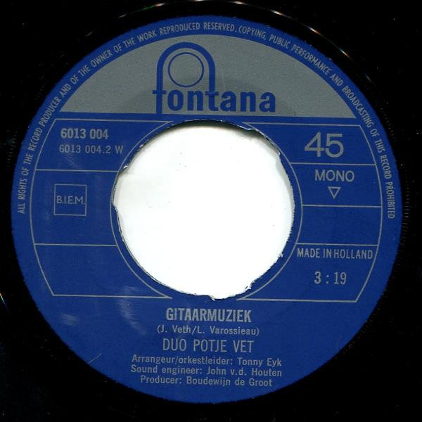 More images Duo Potje Vet - Met 'N Kegel Van Een Meter Vinyl Singles Vinyl Very Good (VG) <br> Hoes Good Plus (G+)