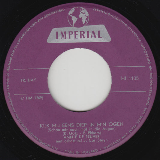 Annie de Reuver - Slaap Je Al Vinyl Singles Vinyl Zeer Goed / Hoesje Goed "VINYLSINGLES.NL"