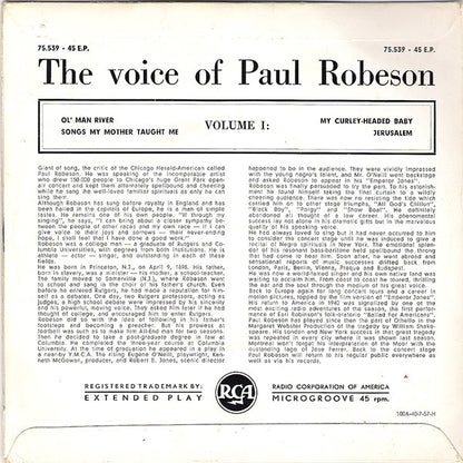 Paul Robeson - The Voice Of Paul Robeson Volume I (EP) 17293 Vinyl Singles EP VINYLSINGLES.NL