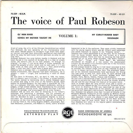 Paul Robeson - The Voice Of Paul Robeson Volume I