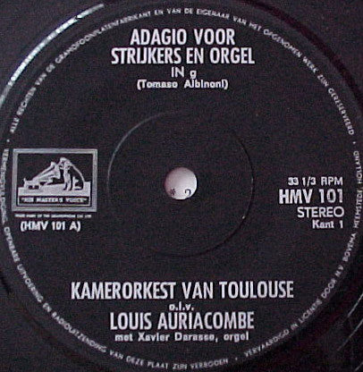 Kamerorkest Van Toulouse, Albinoni, Pachelbel, Louis Auriacombe - Uw Klassieke Grammofoon Platen Gids Vinyl Singles Goede Staat