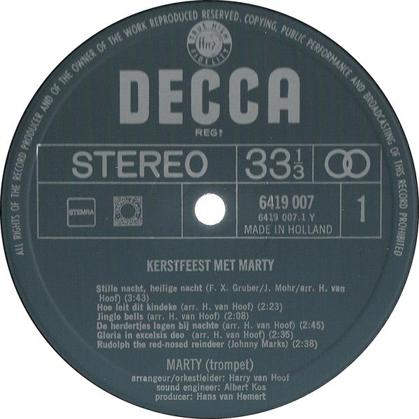 Marty - Kerstfeest met Marty (LP) (B) 49144 Vinyl LP Gebruikssporen!