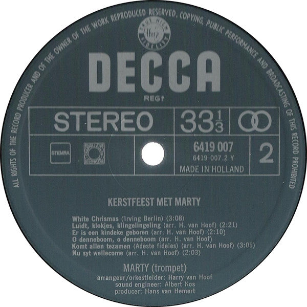 Marty - Kerstfeest met Marty (LP) (B) 49144 Vinyl LP Gebruikssporen!