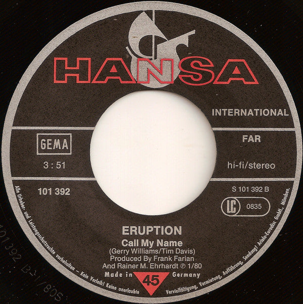 Eruption - Go Johnnie Go (Keep On Walking, John B.) 24862 Vinyl Singles Goede Staat