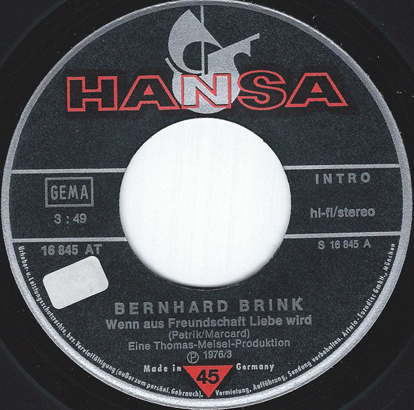 Bernhard Brink - Wenn Aus Freundschaft Liebe Wird 31246 Vinyl Singles Goede Staat