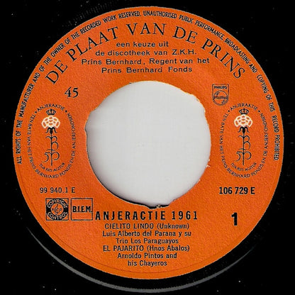 Z.K.H. Prins Bernhard, Various - De Plaat Van De Prins - Anjeractie 1961 03853 Vinyl Singles VINYLSINGLES.NL
