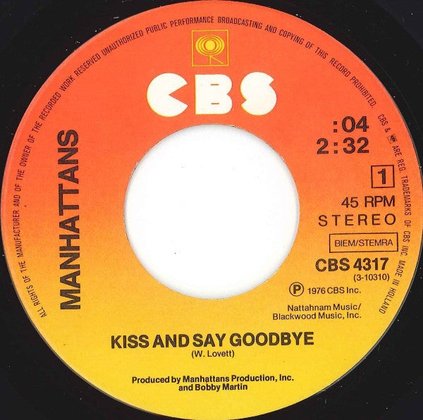Manhattans - Kiss And Say Goodbye 33894 Vinyl Singles VINYLSINGLES.NL