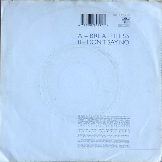 Viktor Lazlo - Breathless 14205 Vinyl Singles Vinyl Zeer Goed / Hoesje Goed "VINYLSINGLES.NL"