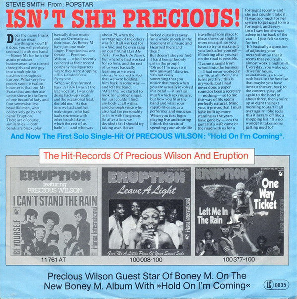 Precious Wilson Ex Eruption - Hold On I'm Coming Vinyl Singles VINYLSINGLES.NL