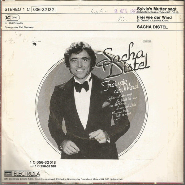 Sacha Distel - Sylvia's Mutter Sagt Vinyl Singles Vinyl Very Good (VG) <br> Hoes Good Plus (G+)