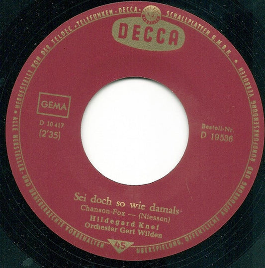 Hildegard Knef - Sei Doch So Wie Damals