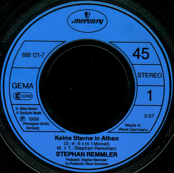 Stephan Remmler - Keine Sterne In Athen 16485 33360 18680 Vinyl Singles VINYLSINGLES.NL