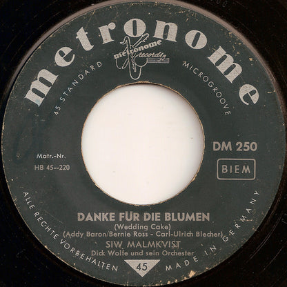 Siw Malmkvist - Danke Für Die Blumen Vinyl Singles Vinyl Very Good (VG) <br> Hoes Good Plus (G+)
