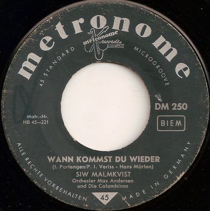 Siw Malmkvist - Danke Für Die Blumen Vinyl Singles Vinyl Very Good (VG) <br> Hoes Good Plus (G+)