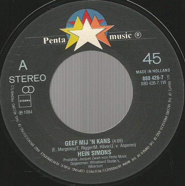 Hein Simons - Geef Me 'N Kans 15306 Vinyl Singles Goede Staat