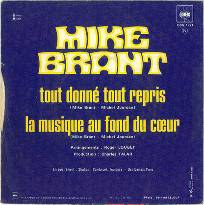 Mike Brant ‎- Tout Donné Tout Repris 18470 Vinyl Singles VINYLSINGLES.NL