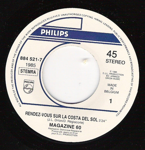 Magazine 60 - Rendez-Vous Sur La Costa Del Sol Vinyl Singles Vinyl (VG) <br> Hoes (G+)