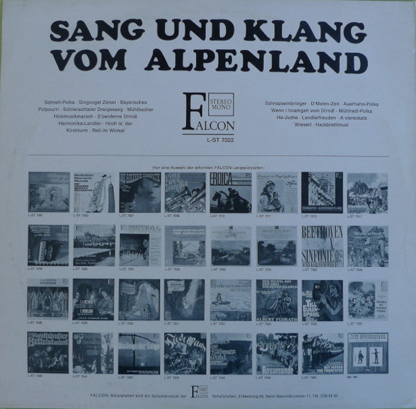 Unknown Artist - Sang Und Klang Vom Alpenland (LP) Vinyl LP Vinyl Very Good (VG) <br> Hoes Good Plus (G+)